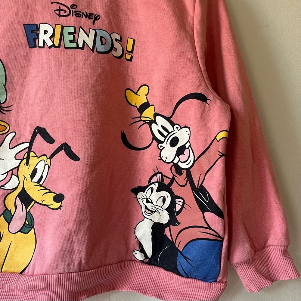 H&M Disney Friends Sweatshirt Pink Girls 4-6Y Daisy Pluto Goofy Graphic Pullover - Picture 5 of 11